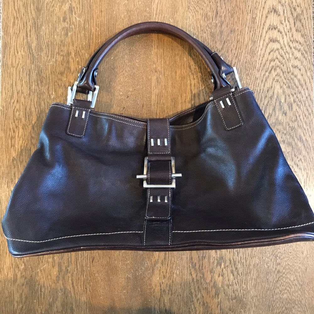 Kenneth Cole Large Brown Leather Tote Bag Purse